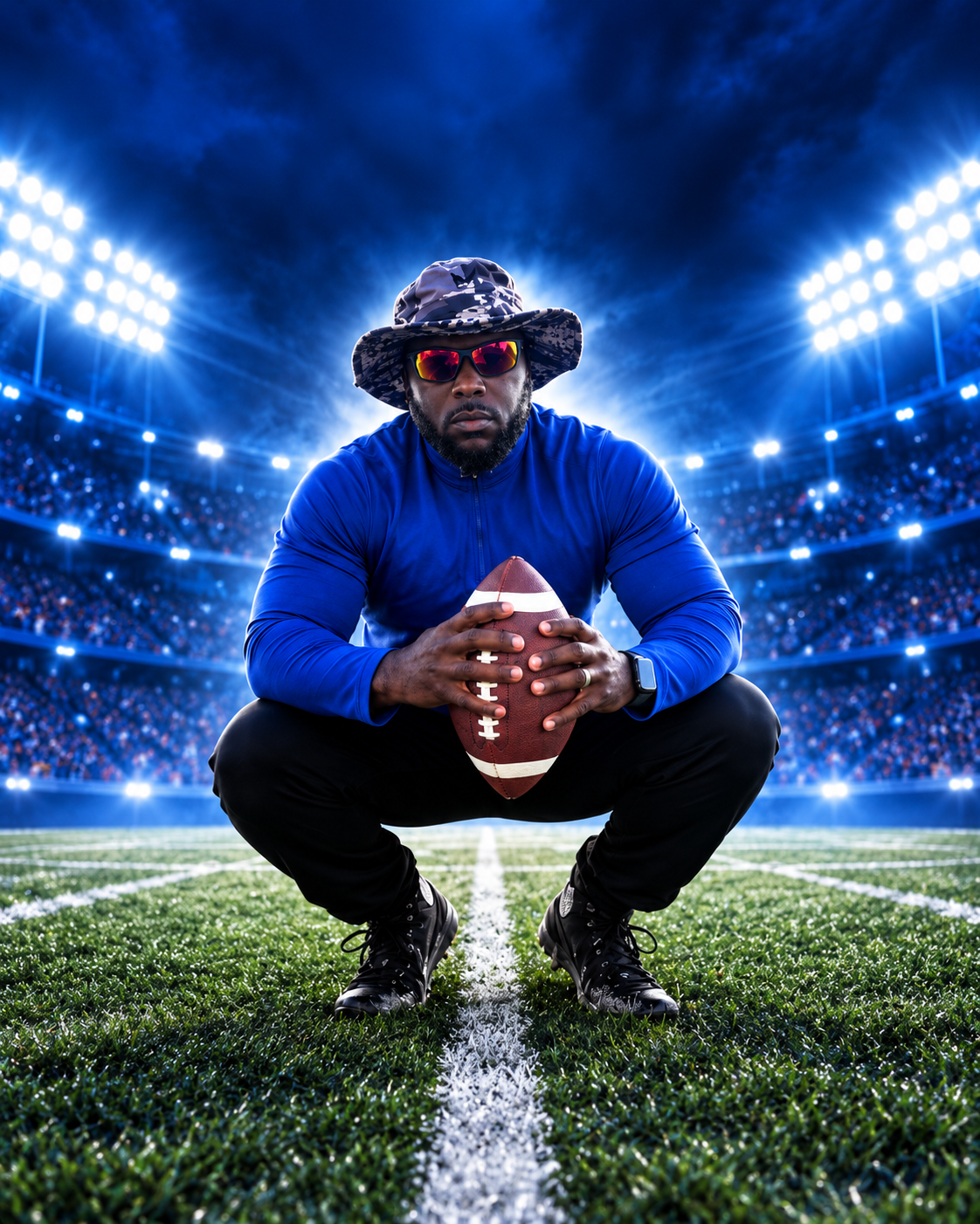 Coach Money on the stadium field